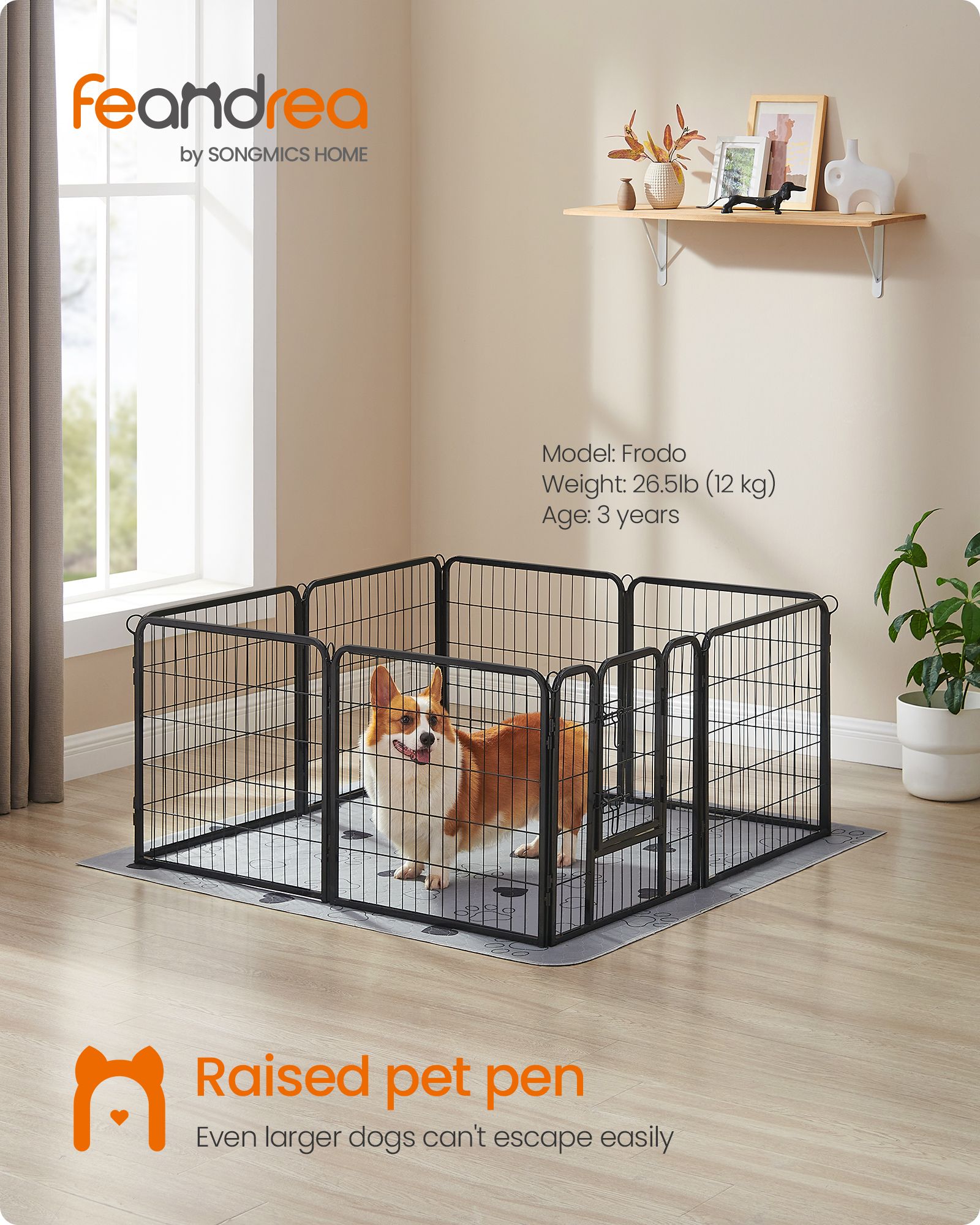 Pet Playpen - Foldable - Ink Black - 180 x 60 x 60 cm