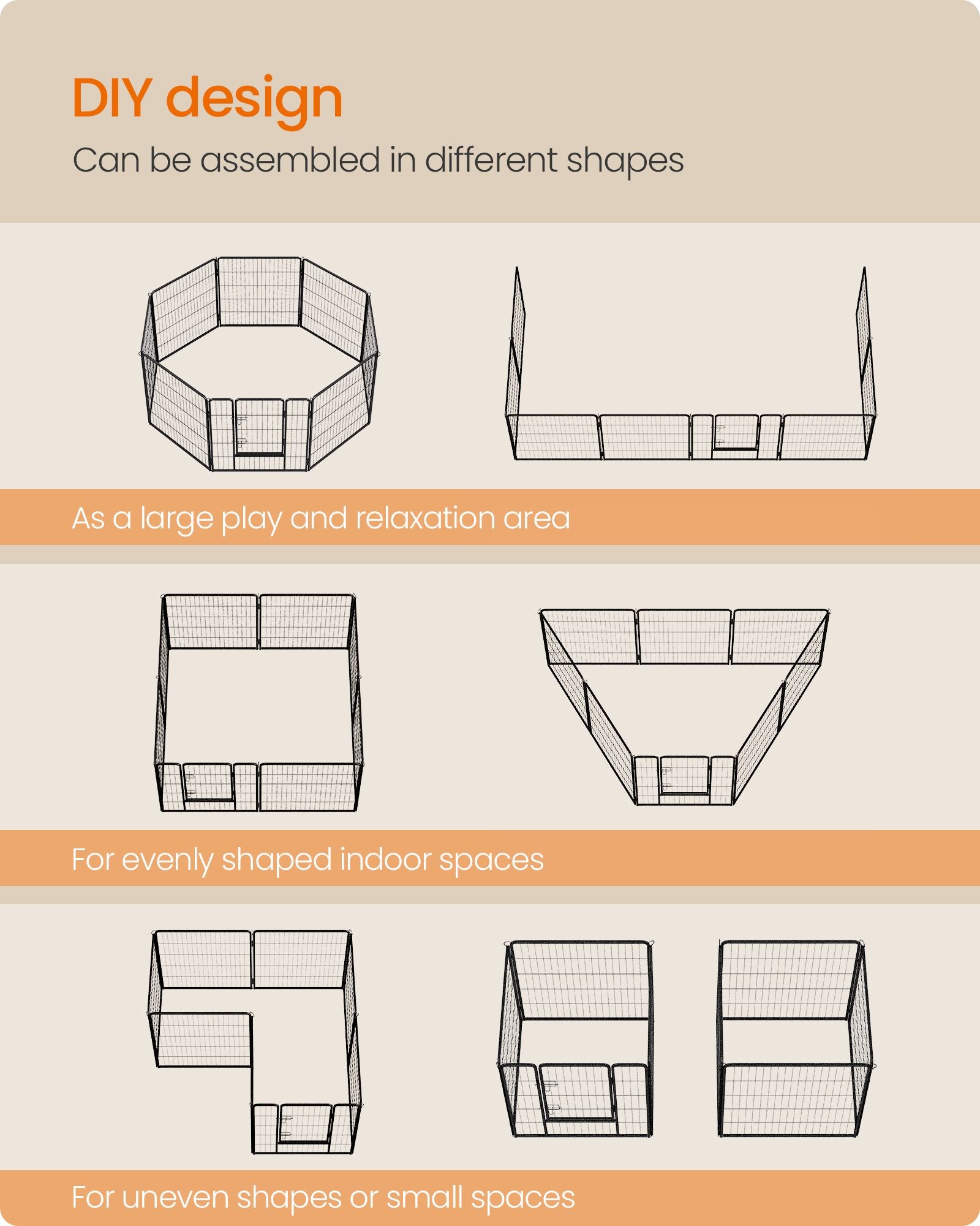 Pet Playpen - Foldable - Ink Black - 180 x 60 x 60 cm