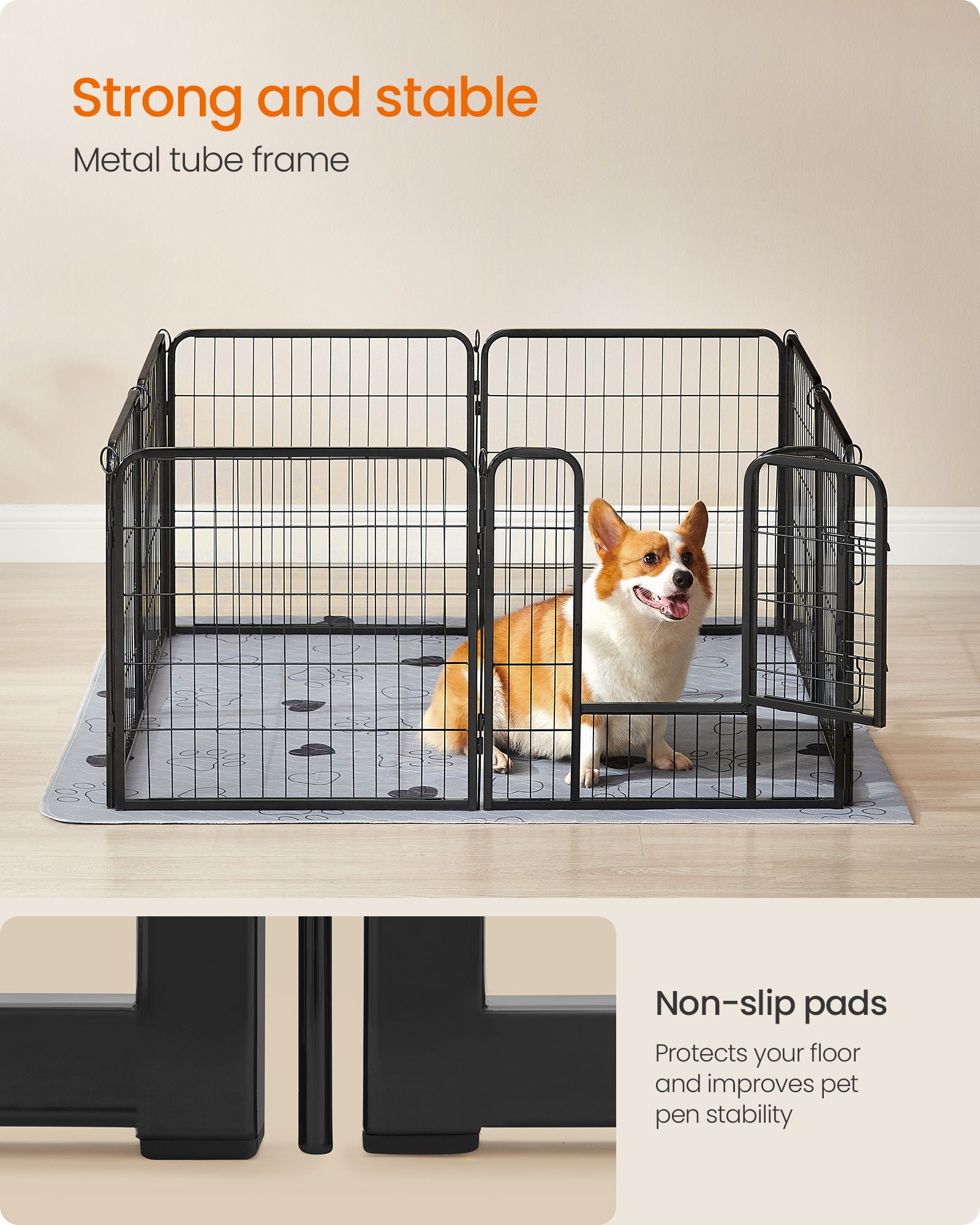 Pet Playpen - Foldable - Ink Black - 180 x 60 x 60 cm