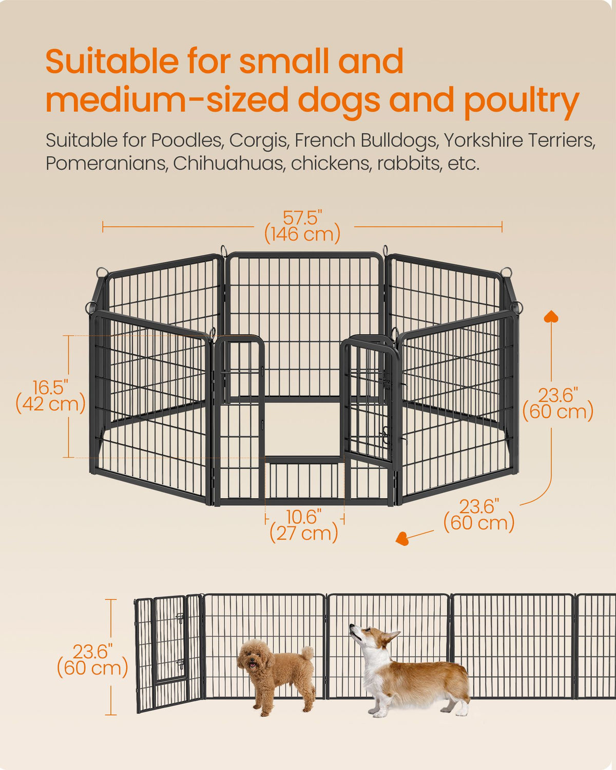 Pet Playpen - Foldable - Ink Black - 180 x 60 x 60 cm