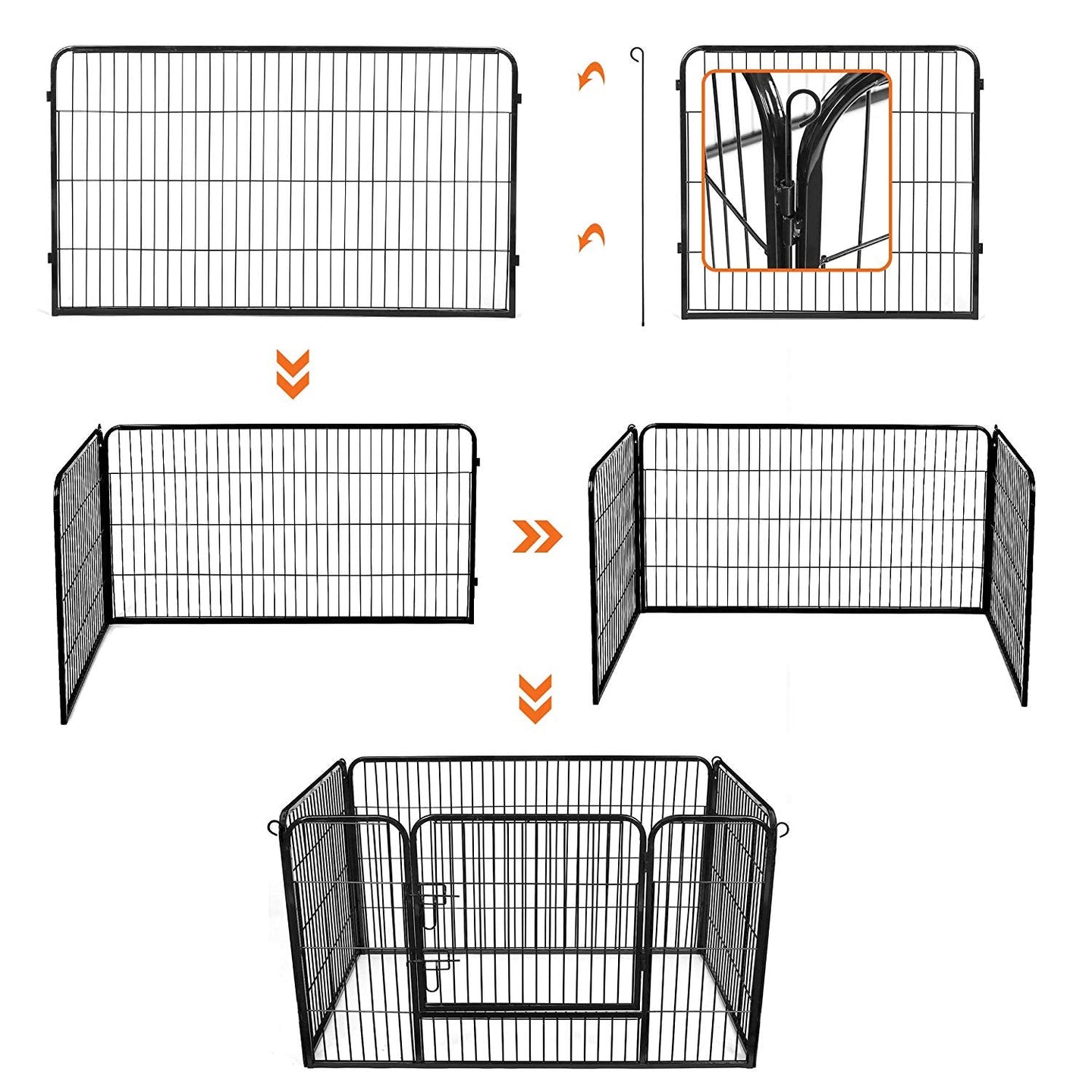Puppy Playpen - Metal - Black - Foldable Pet Exercise Enclosure
