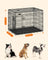 Folding Dog Crate - Metal - Black - Double Door with Tray
