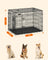 Folding Metal Dog Crate - Steel - Black - Double Door with Removable Tray