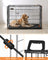 Folding Metal Dog Crate - Steel - Black - Double Door with Removable Tray