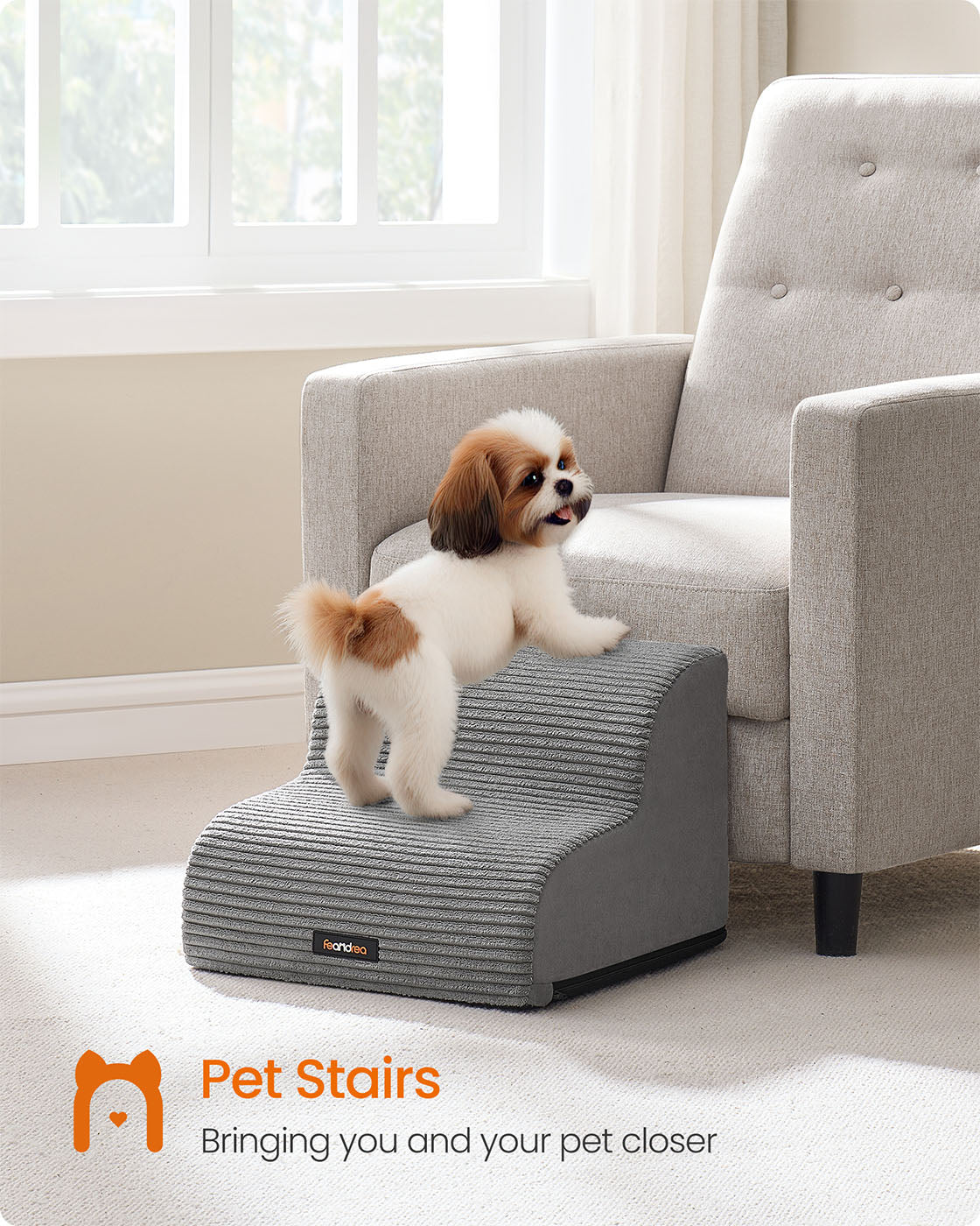 Dog Stairs - Dove Grey - Waterproof PPS