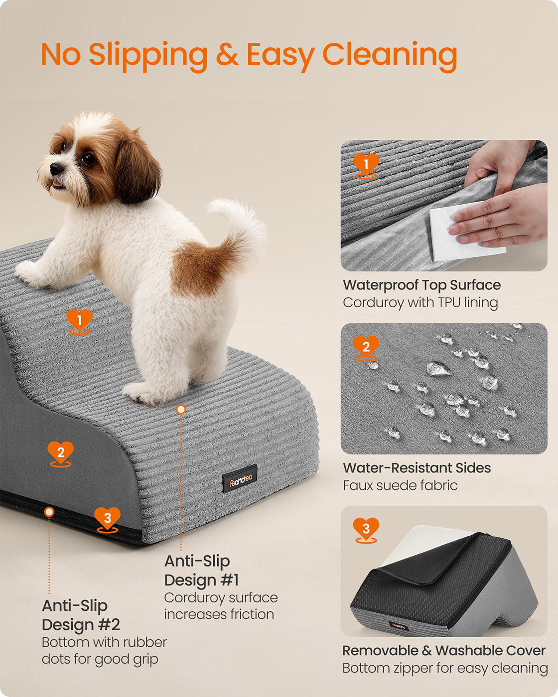 Dog Stairs - Dove Grey - Waterproof PPS