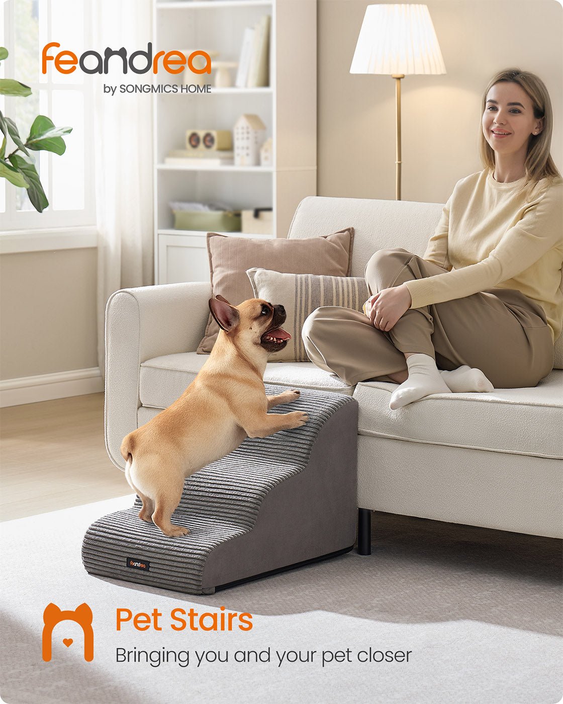 Dog Stairs - Dove Grey - Waterproof PPS