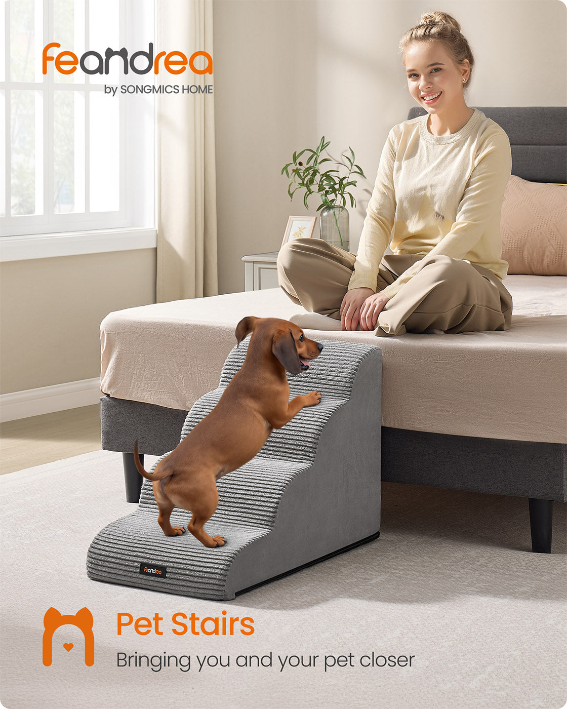 Dog Stairs - Dove Grey - Waterproof PPS