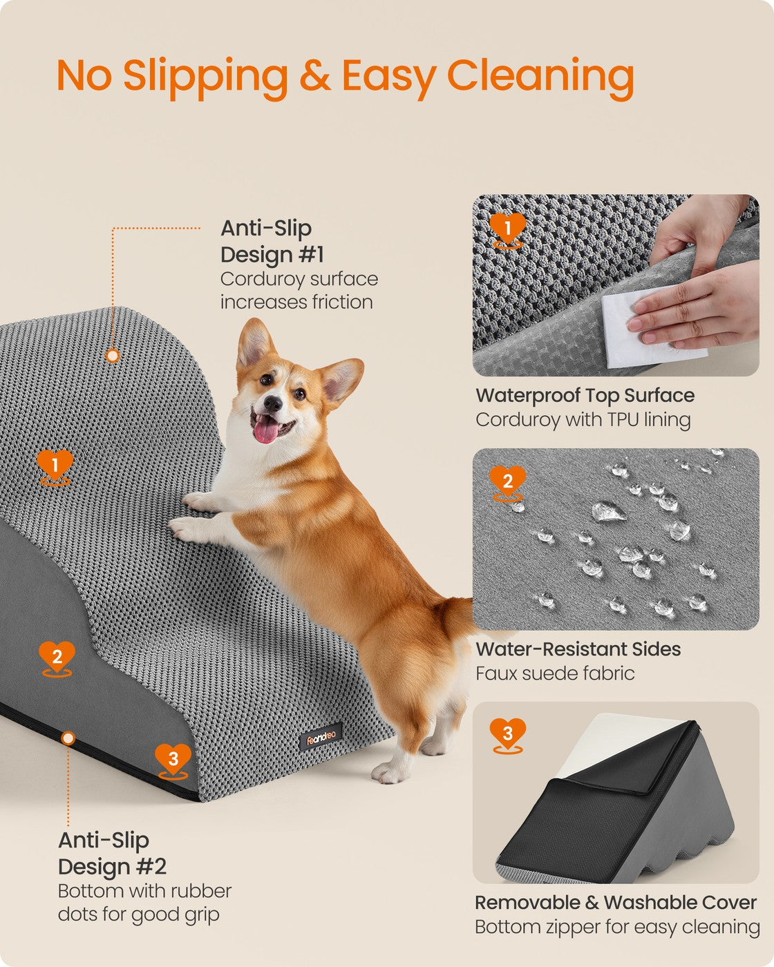 Dog Stairs - 22.4L - Corduroy