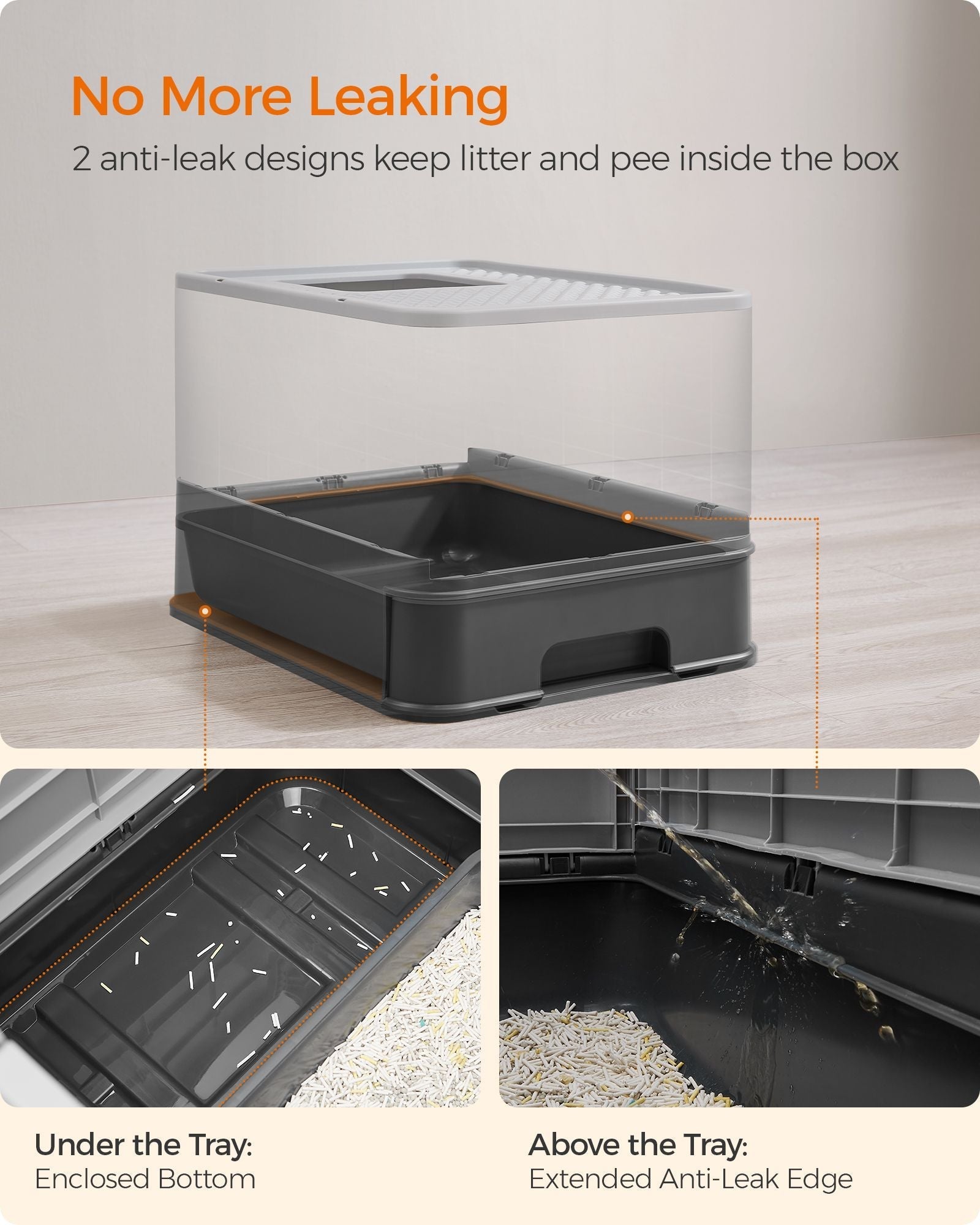Hidden Cat Litter Box - Wood - Beige - Spacious Design with Slide-Out Tray and Hood