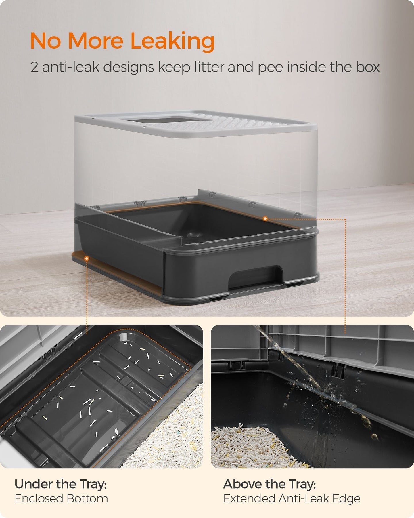 Hidden Cat Litter Box - Wood - Beige - Spacious Design with Slide-Out Tray and Hood