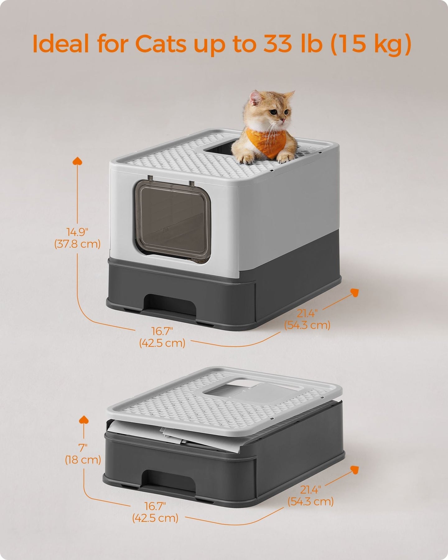 Hidden Cat Litter Box - Wood - Beige - Spacious Design with Slide-Out Tray and Hood