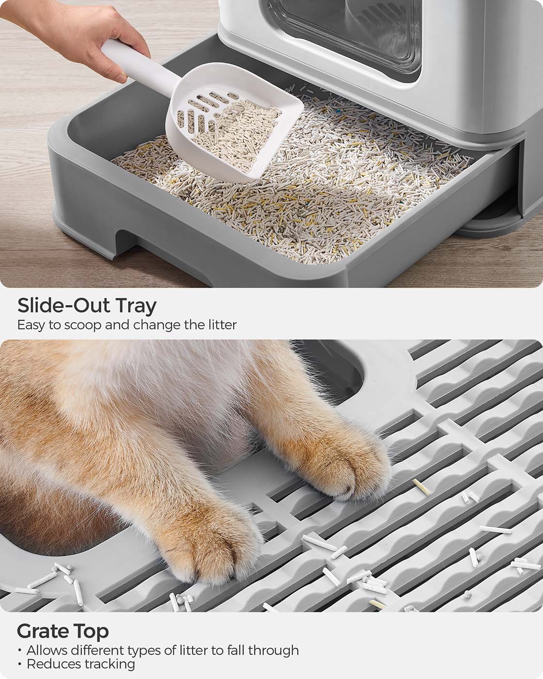 Cat Litter Box - Wood - Dark Brown - Hidden Design with Slide-Out Tray and Accessories