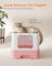 Hidden Cat Litter Box - Wood - Jelly Pink and White - Spacious with Slide-Out Tray and Hood