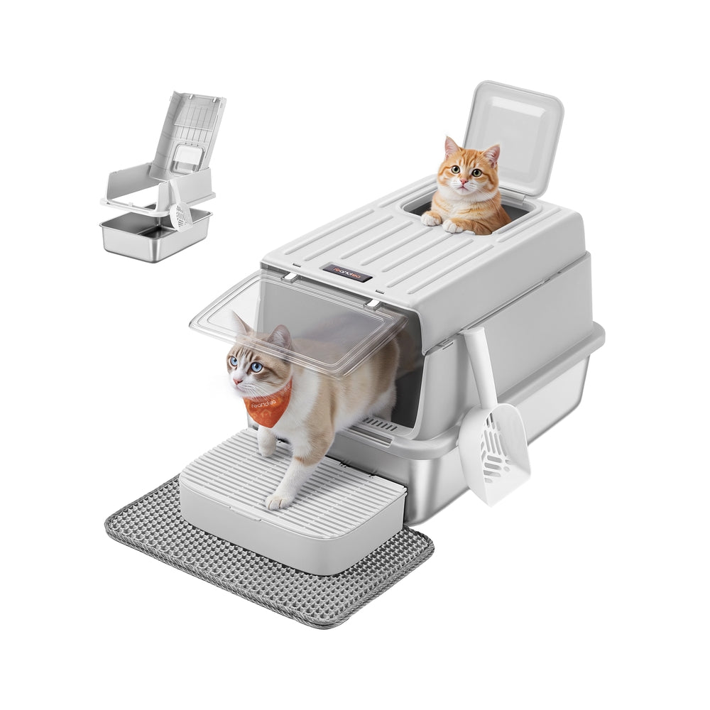 Stainless Steel Cat Litter Box - 60L - Stainless Steel - Flip Lid