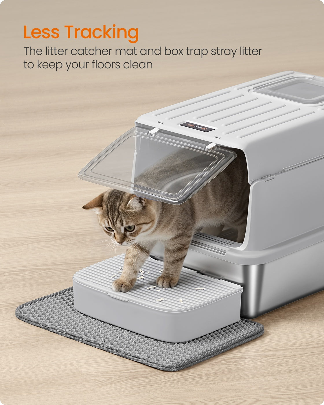 Stainless Steel Cat Litter Box - 60L - Stainless Steel - Flip Lid