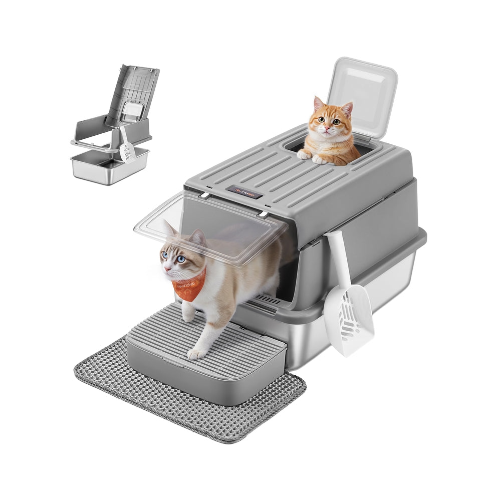 Stainless Steel Cat Litter Box - 60L - Stainless Steel - Flip Lid