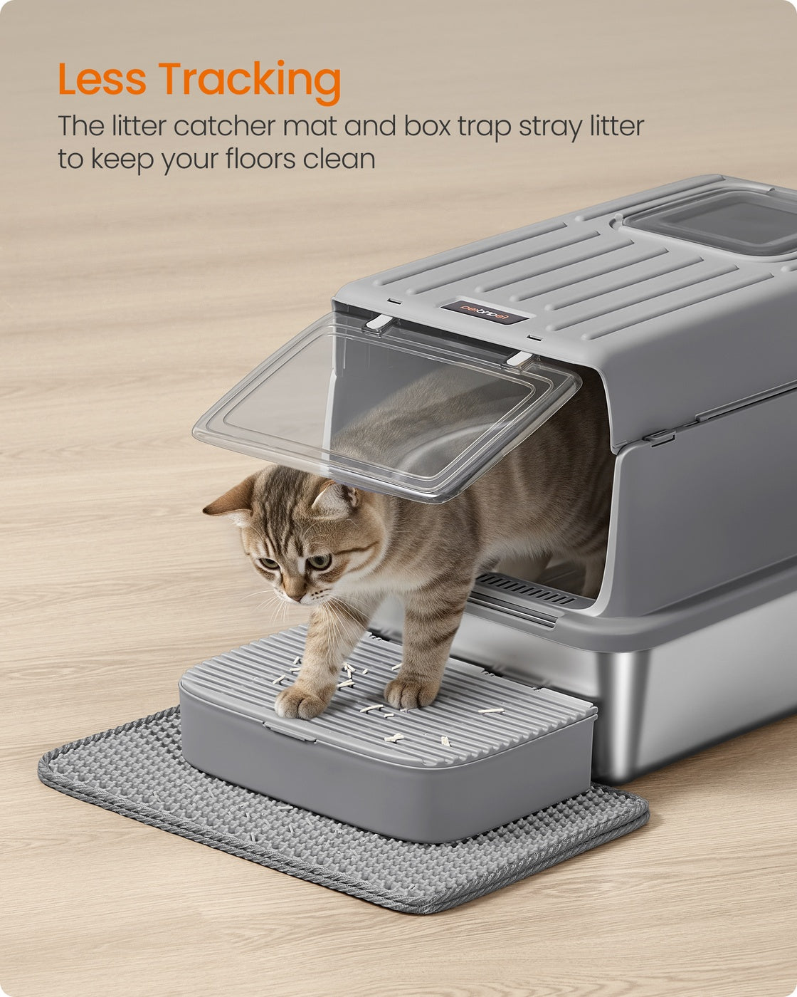 Stainless Steel Cat Litter Box - 60L - Stainless Steel - Flip Lid