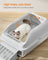 High Sided Cat Litter Box - Stainless Steel - Dove Grey - Includes Step
