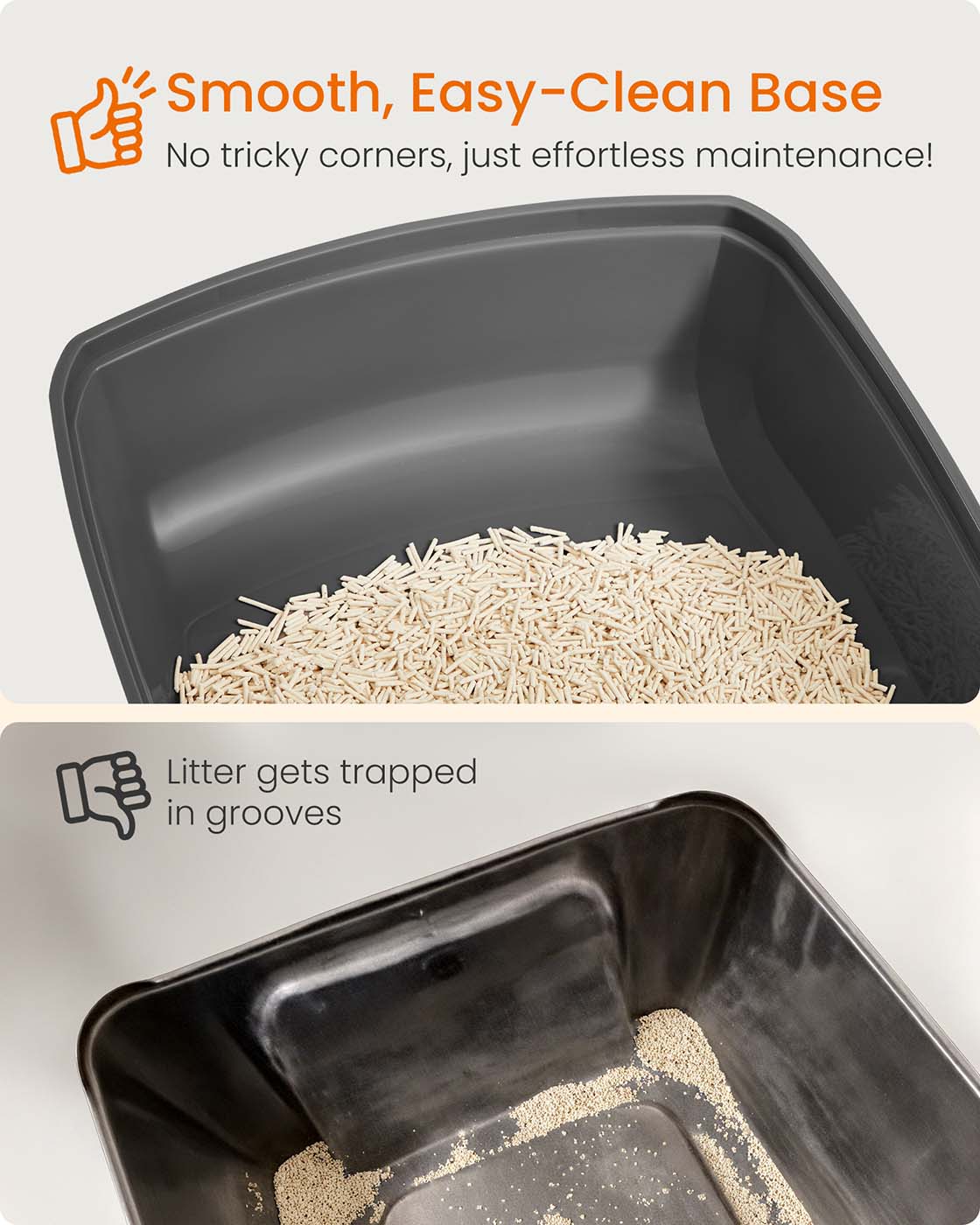 Open Top Litter Box - Plastic - Slate Grey - High Sided with Scoop for Large Cats and Kittens