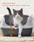 Open Top Litter Box - Plastic - Slate Grey - High Sided with Scoop for Large Cats and Kittens