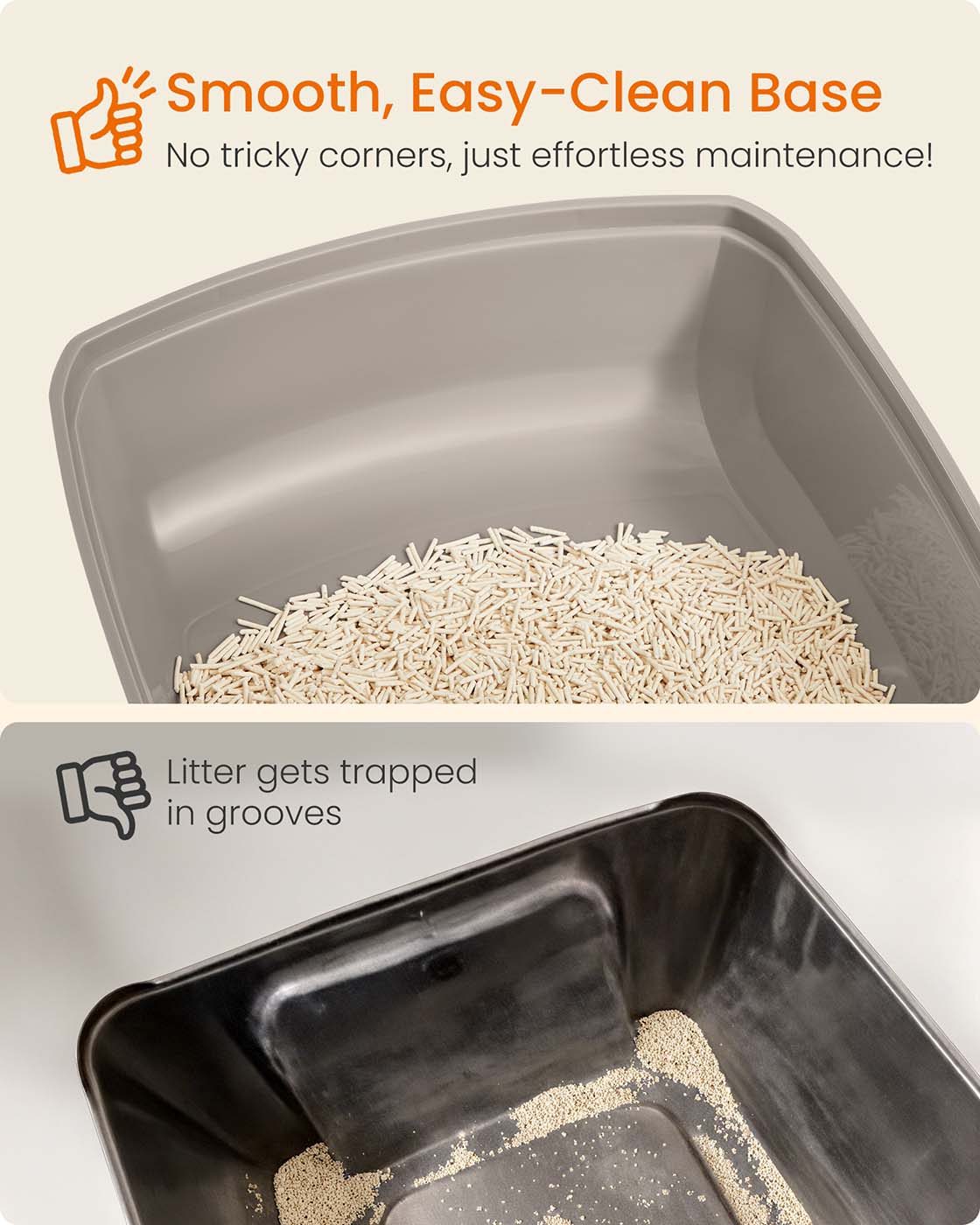 Open Top Litter Box - Plastic - Slate Grey - High Sided with Scoop for Large Cats and Kittens
