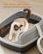 Open Top Litter Box - Plastic - Slate Grey - High Sided with Scoop for Large Cats and Kittens