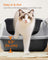 Open Top Litter Box - Plastic - Slate Grey - High Sided with Scoop for Large Cats and Kittens