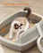 Open Top Litter Box - Plastic - Slate Grey - High Sided with Scoop for Large Cats and Kittens