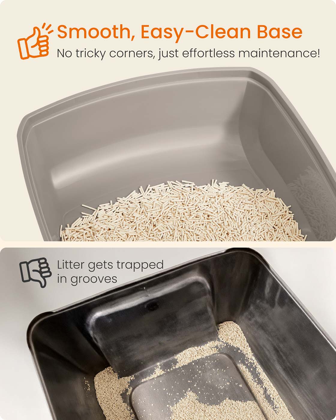 Open Top Litter Box - Plastic - Slate Grey - High Sided with Scoop for Large Cats and Kittens