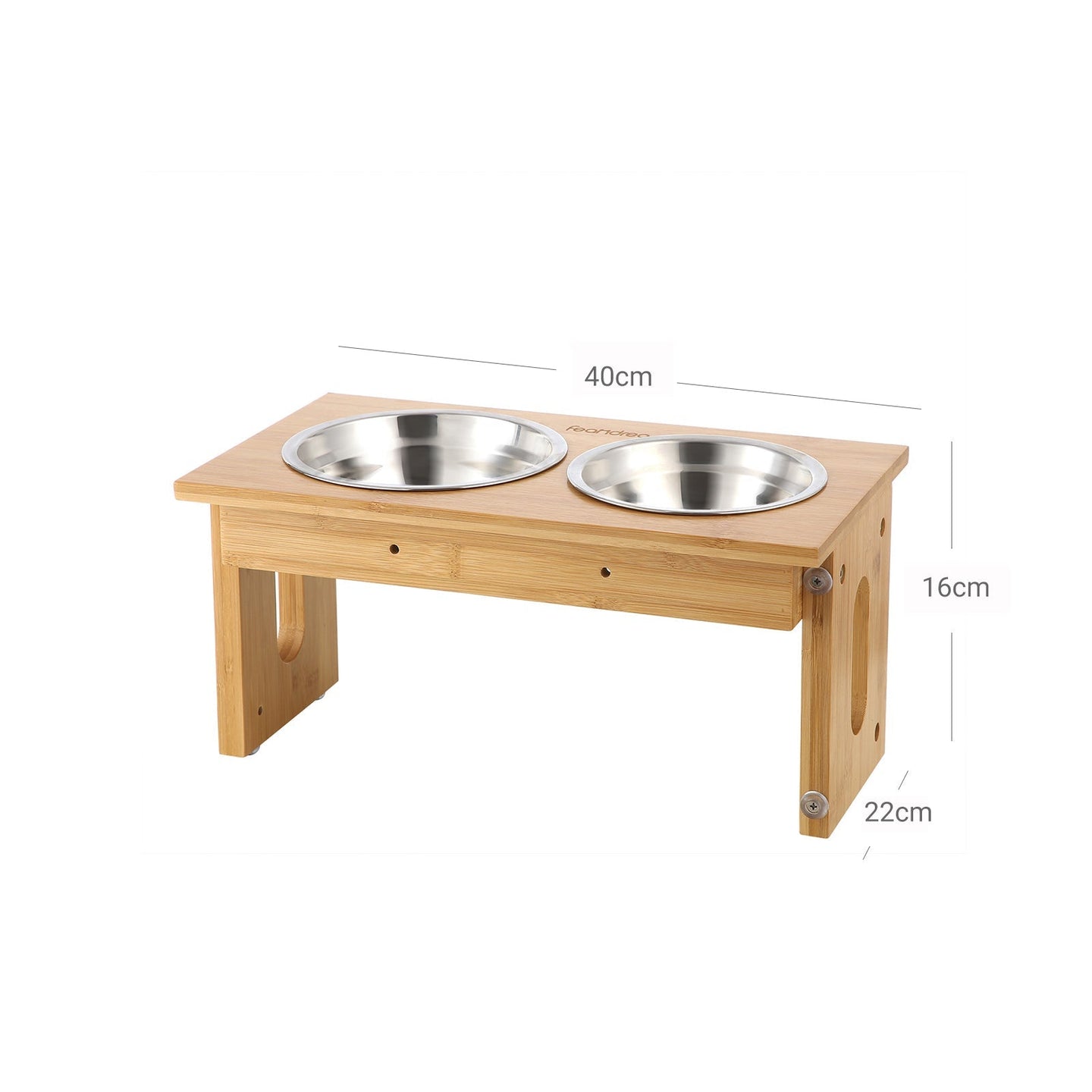 Elevated Dog Food Stand - Bamboo - Natural - Adjustable with 2 Raised Bowls