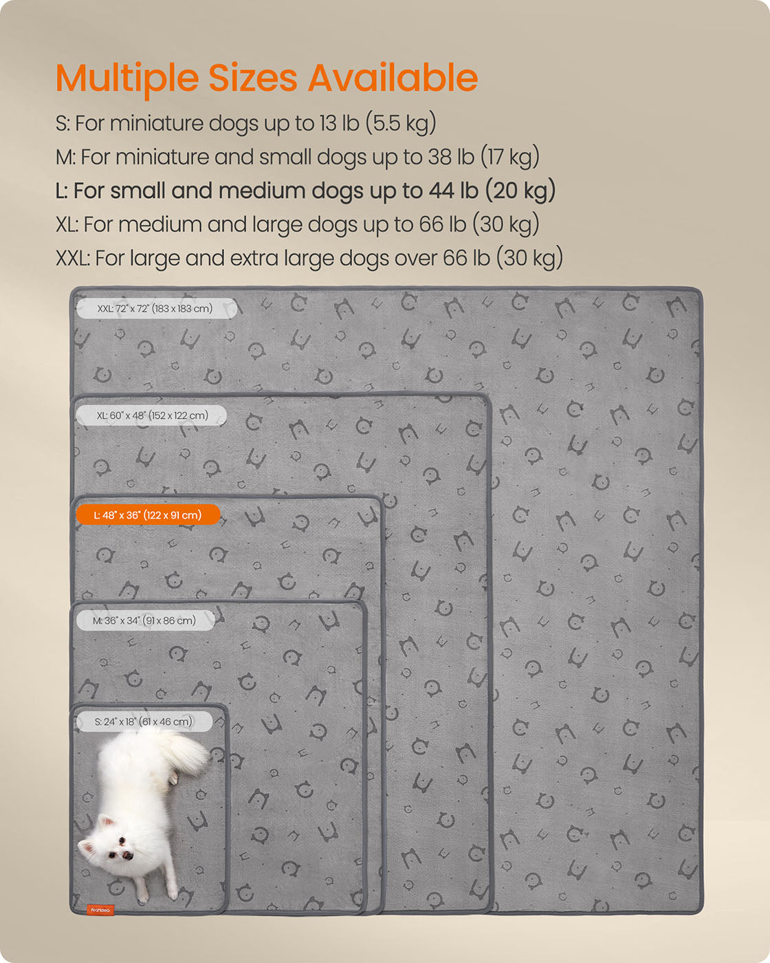 Reusable Dog Training Pads - 2 Pack, 122 x 91 cm - Dove Grey - Washable