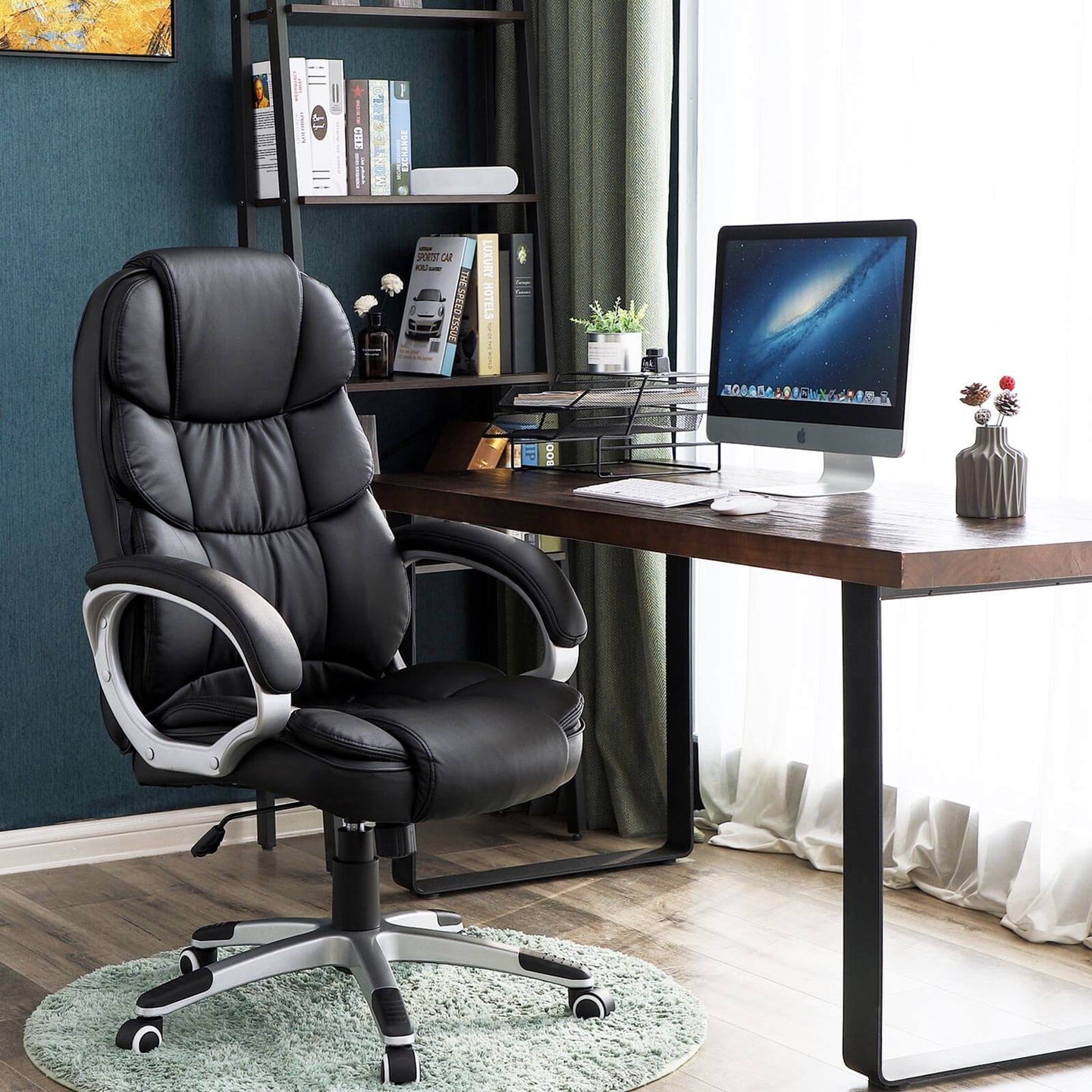 Executive Swivel Chair - PU Leather - Black - High Back with Tilt Function