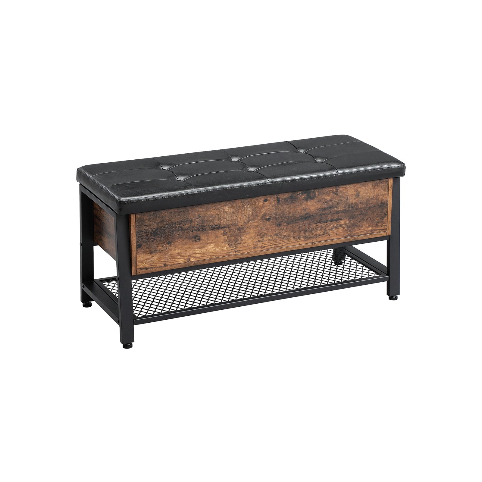 Padded Seat Storage Bench - Iron Frame - Multifunctional Shoe Shelf