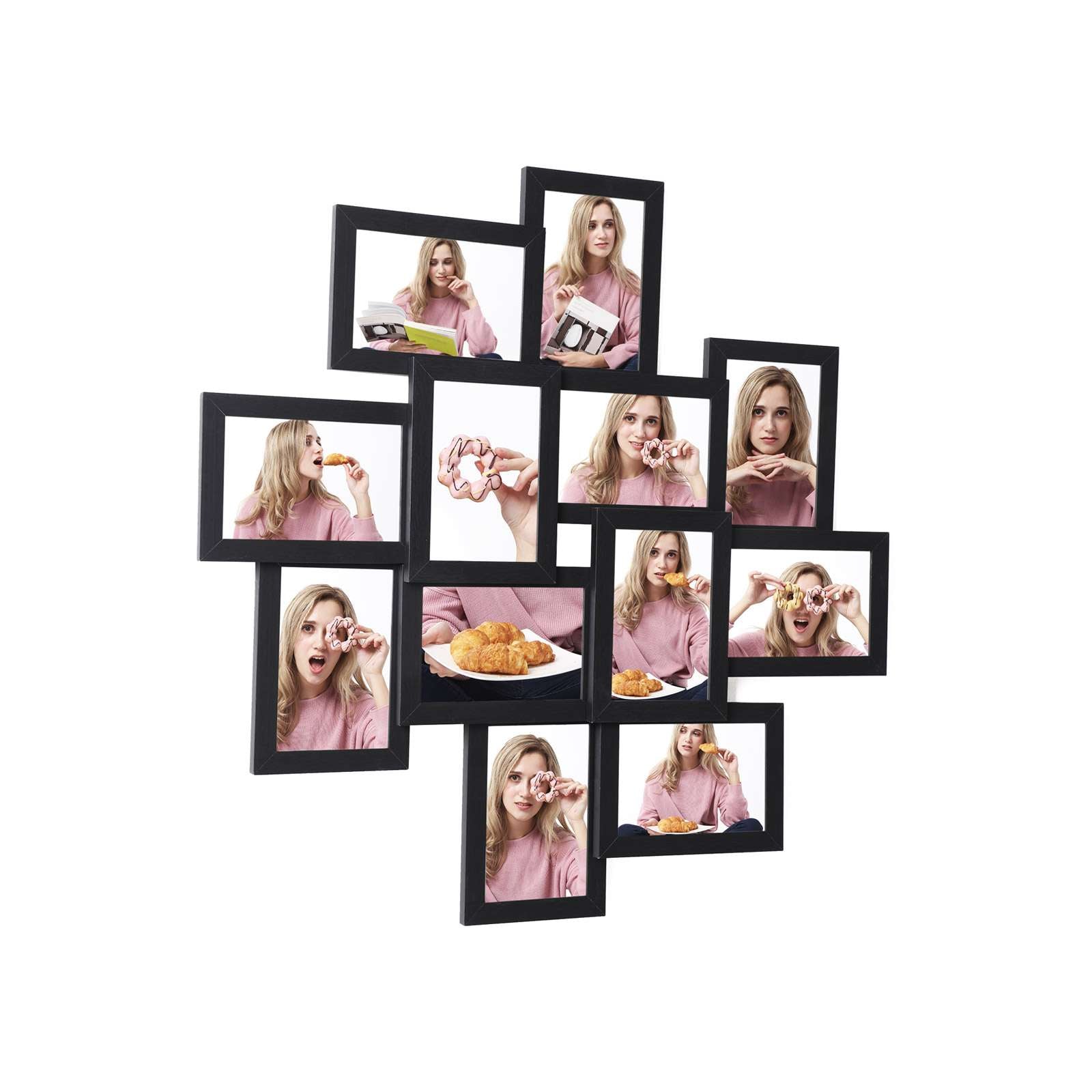 Picture Frame Collage - Wood - White - Wall Mounted for 12 Photos (4" x 6")