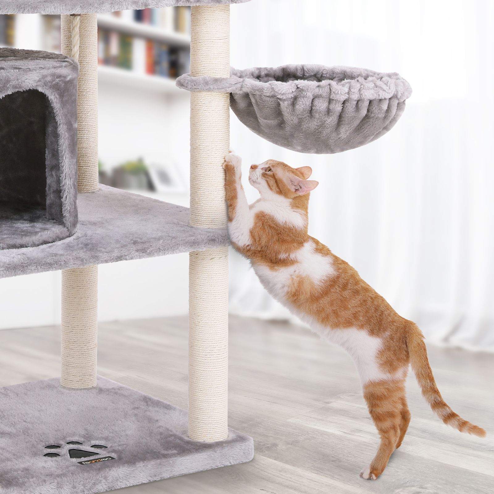 Cat Tree - Smoky Grey - Plush and Sisal