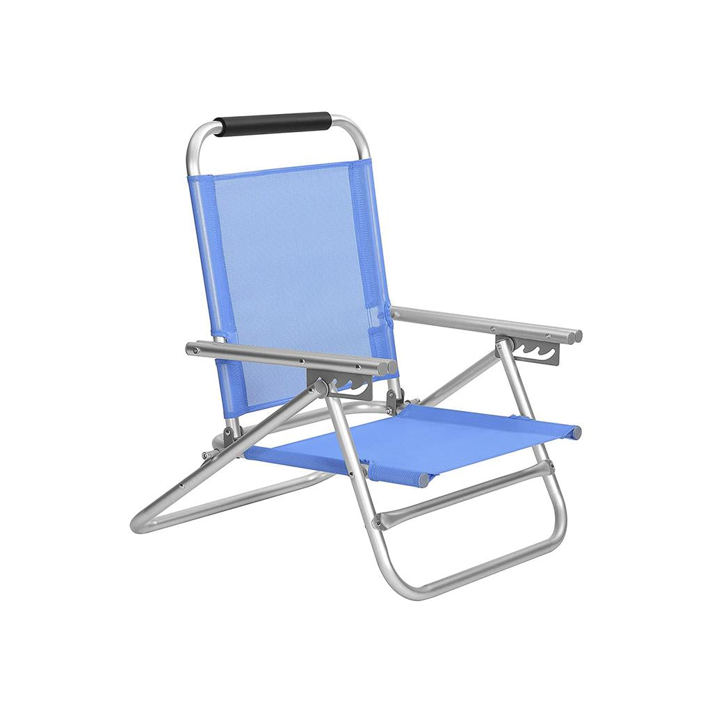 Portable Beach Chair - Fabric - Blue - 4-Position Reclining Backrest