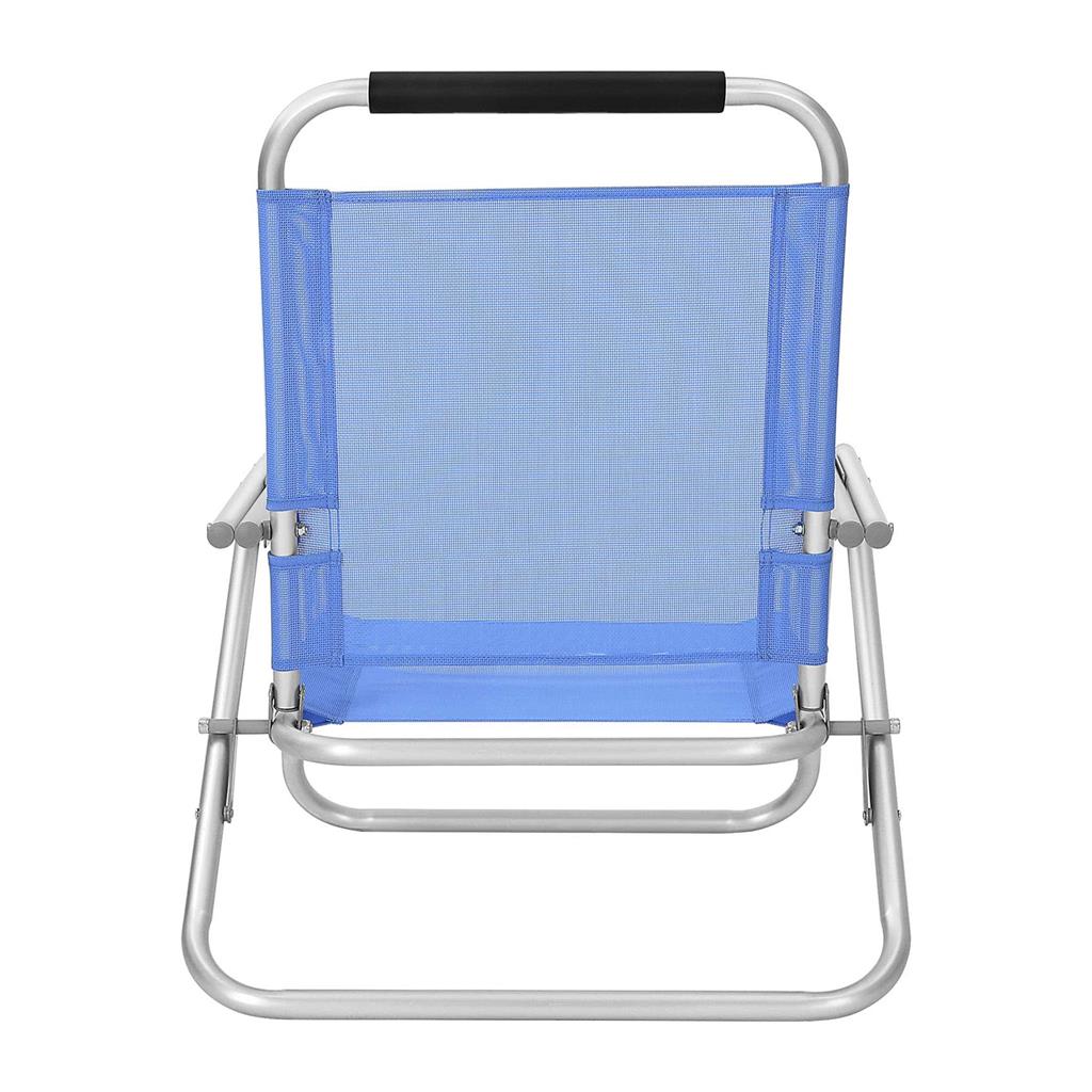 Portable Beach Chair - Fabric - Blue - 4-Position Reclining Backrest