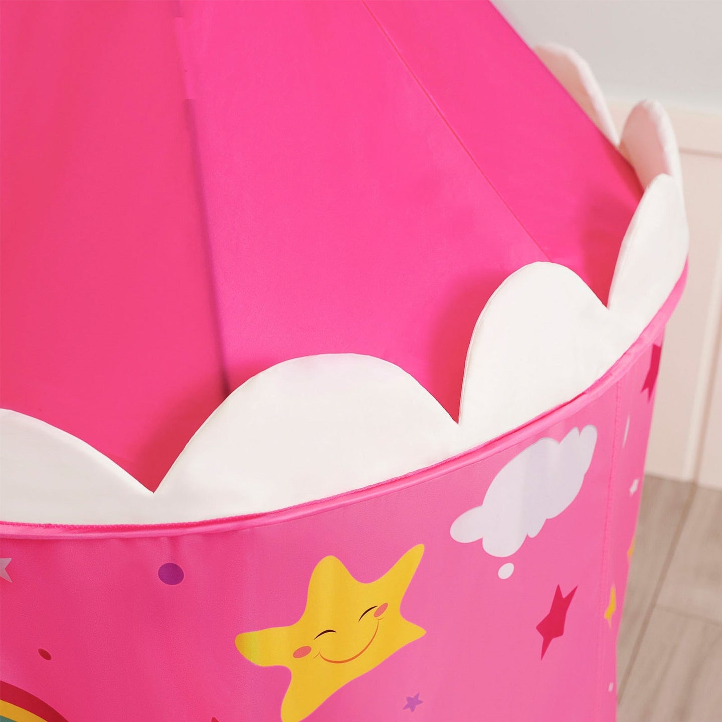 Playhouse Tent - Fabric - Pink and Yellow - Portable Pop Up Design for Indoor and Outdoor Use