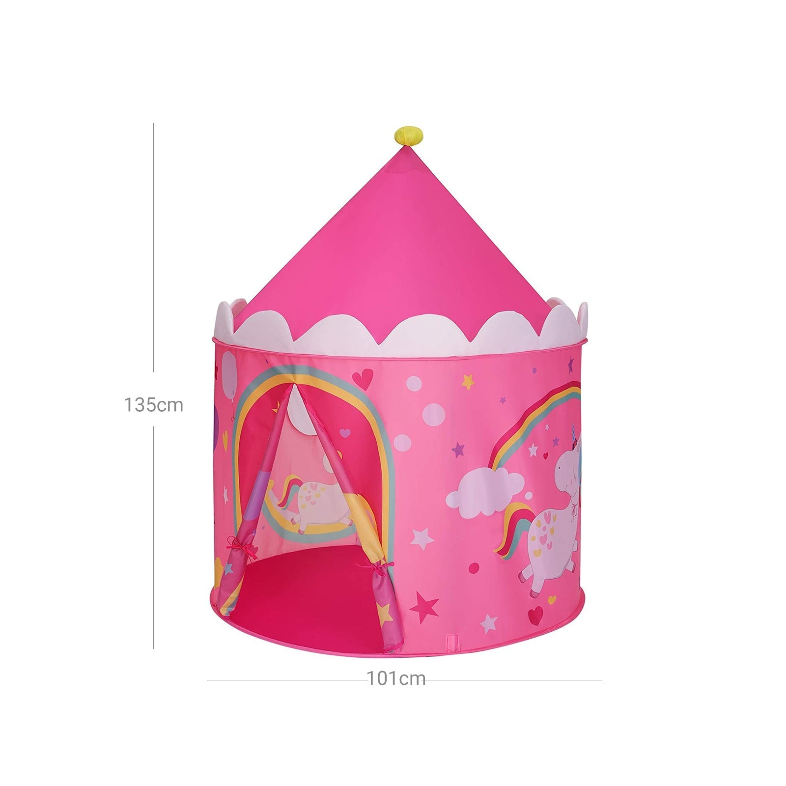 Playhouse Tent - Fabric - Pink and Yellow - Portable Pop Up Design for Indoor and Outdoor Use