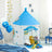 Portable Play Teepee - Fabric - White and Blue - Indoor and Outdoor Use