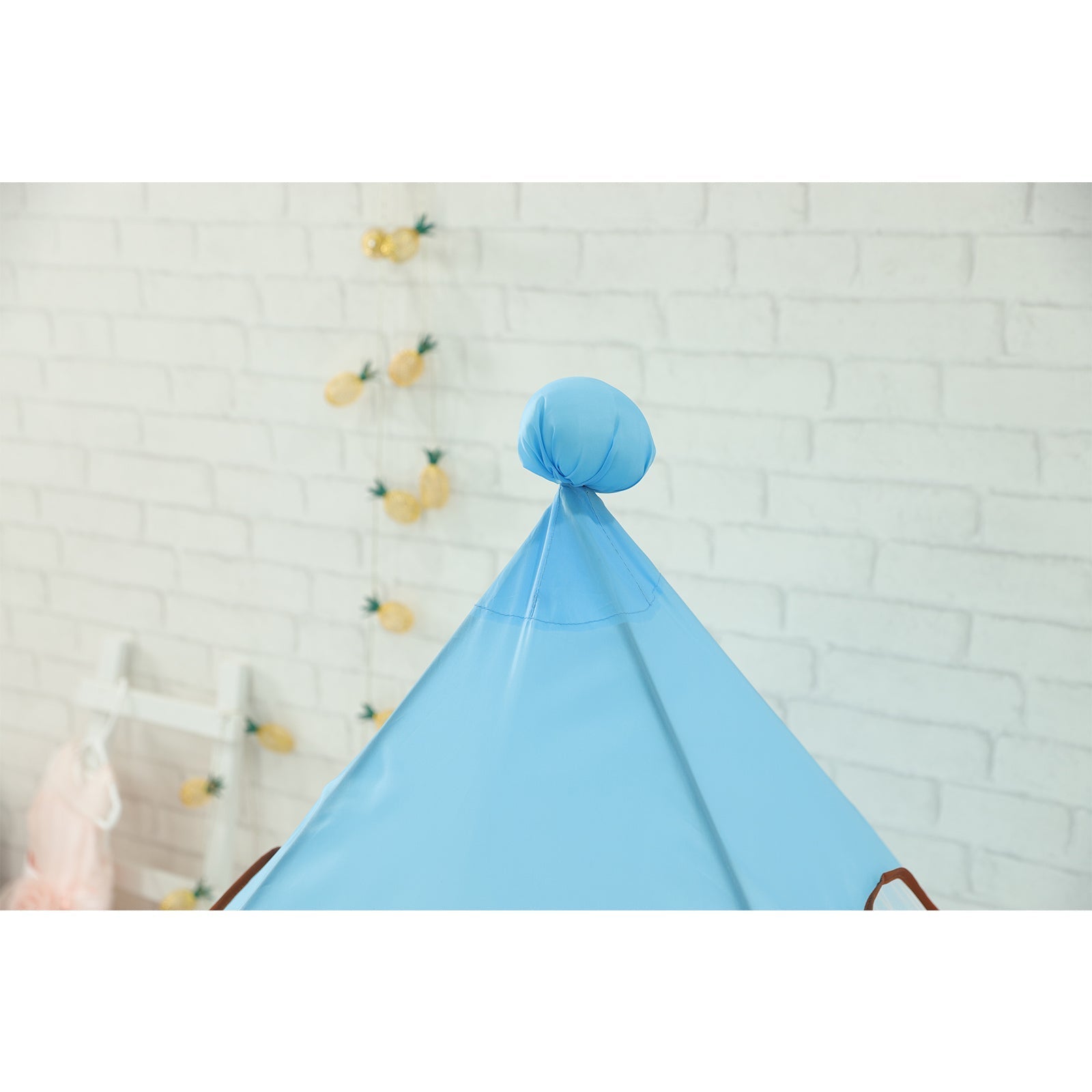Portable Play Teepee - Fabric - White and Blue - Indoor and Outdoor Use