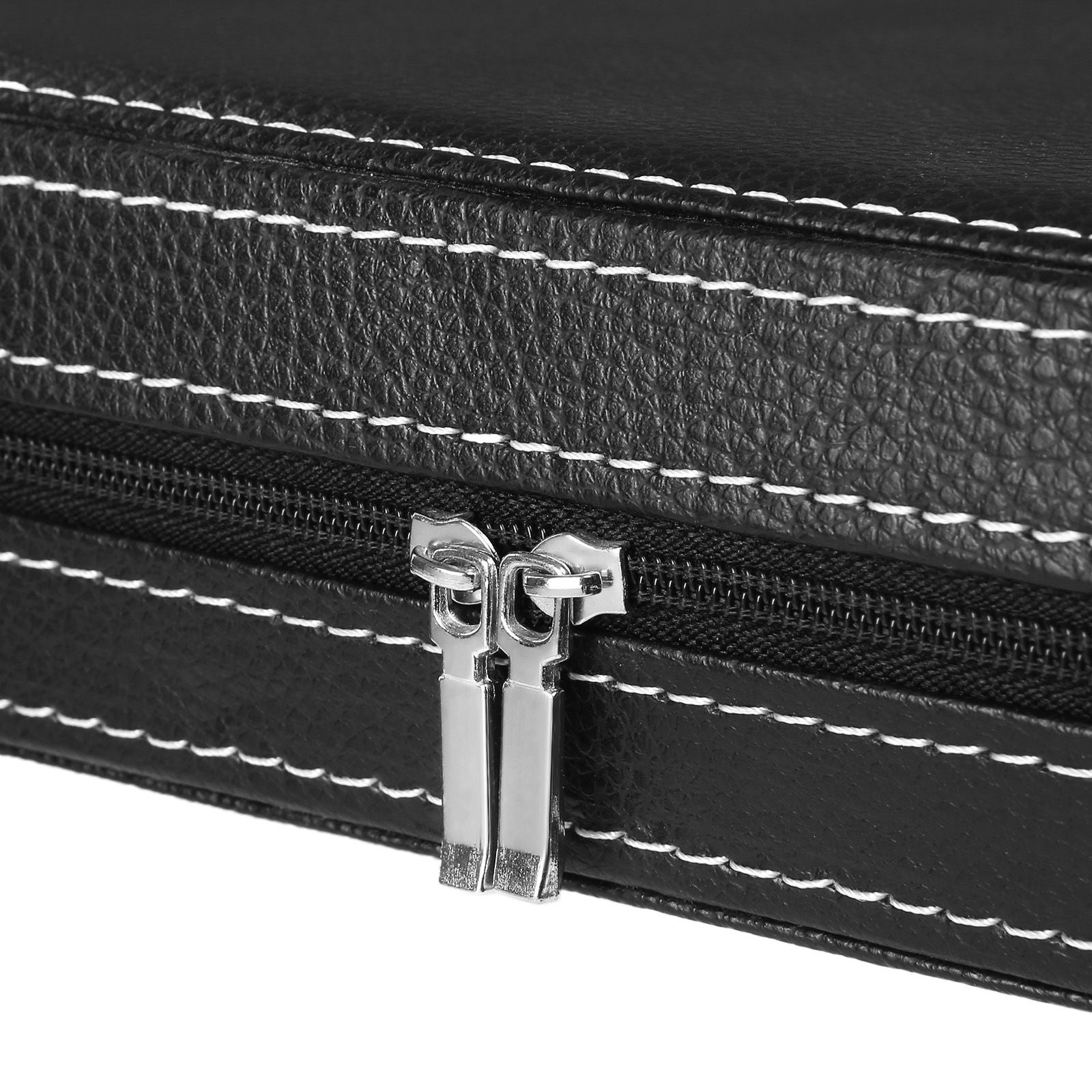 Portable Watch Travel Case - Zippered for 8 Watches - Fabric - Black