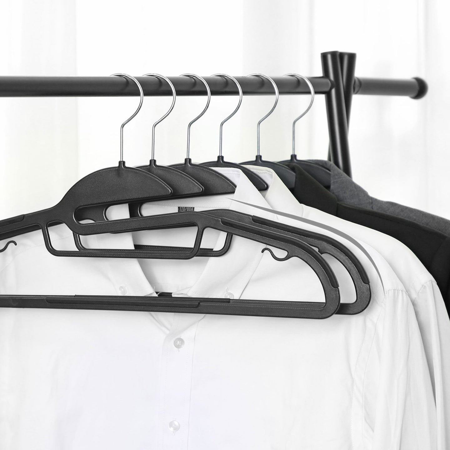 Coat Hangers - Plastic - Grey - Non-Slip Space Saving Design with 360° Rotating Hook