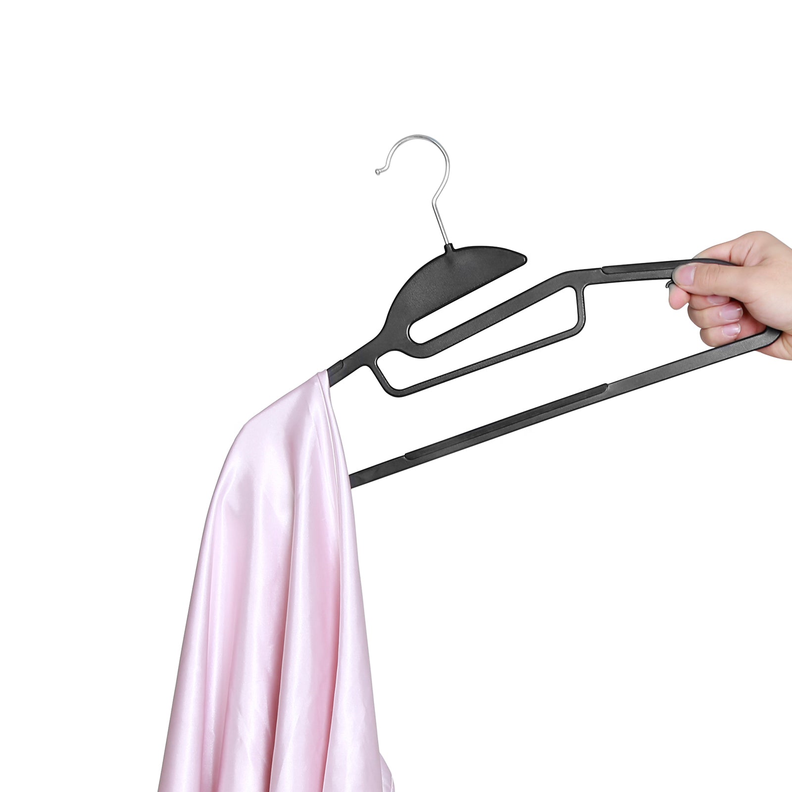 Coat Hangers - Plastic - Grey - Non-Slip Space Saving Design with 360° Rotating Hook