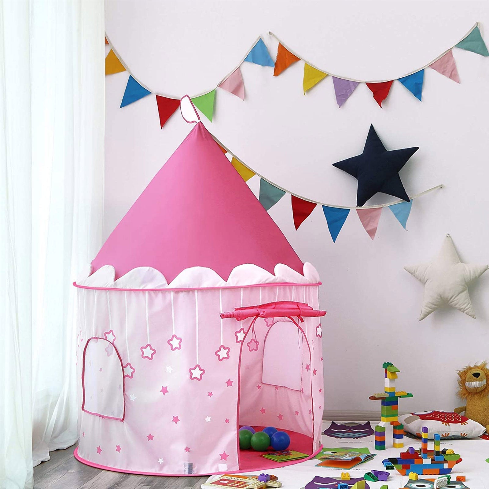 Play Tent - Fabric - Blue - Portable Indoor/Outdoor Teepee with Carry Bag