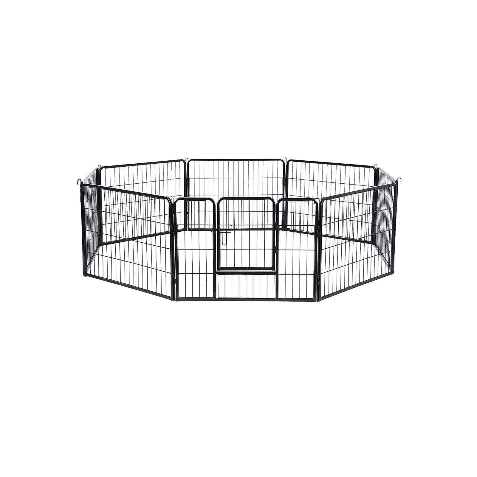 Heavy Duty Puppy Playpen - 8 Panels, 80 x 60 cm - Metal - Black