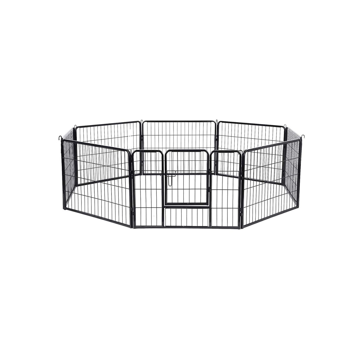 Heavy Duty Puppy Playpen - 8 Panels, 80 x 60 cm - Metal - Black