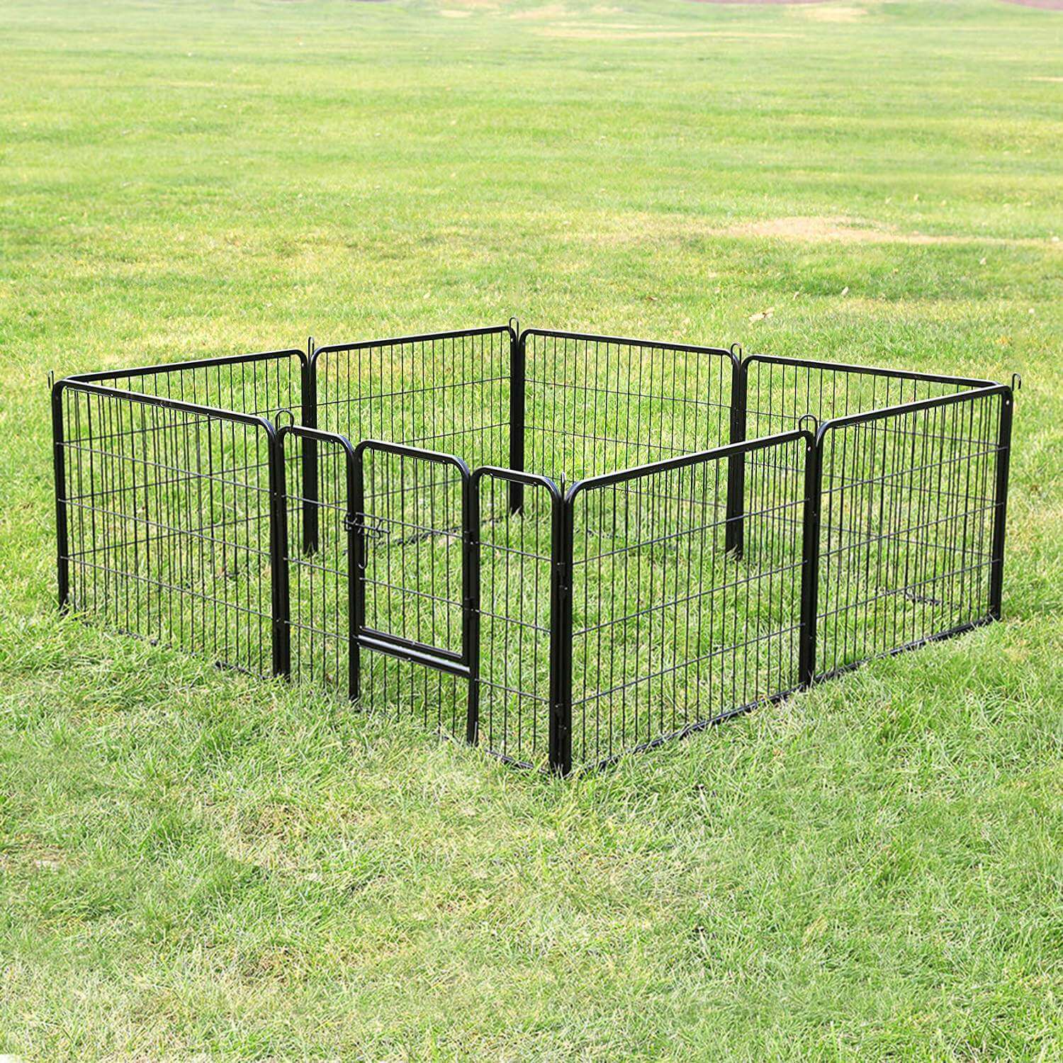 Heavy Duty Puppy Playpen - 8 Panels, 80 x 60 cm - Metal - Black
