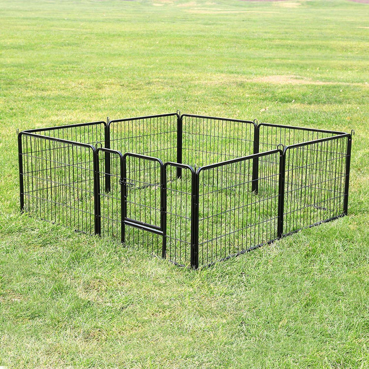 Heavy Duty Puppy Playpen - 8 Panels, 80 x 60 cm - Metal - Black